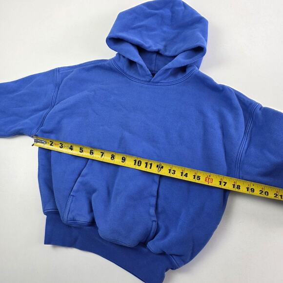 YZY Gap Hoodie Youth Small 6-7 Blue Pullover Kangaroo Pocket Drop Shoulder Kids - Picture 5 of 11
